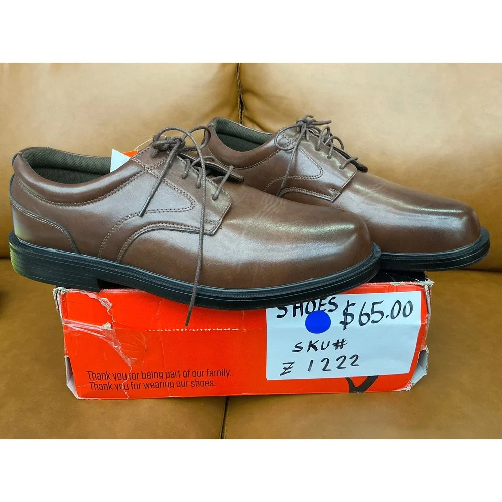 Deer Stags Times Oxford Shoes Mens 16 Brown New Plain Toe Comfort Blucher